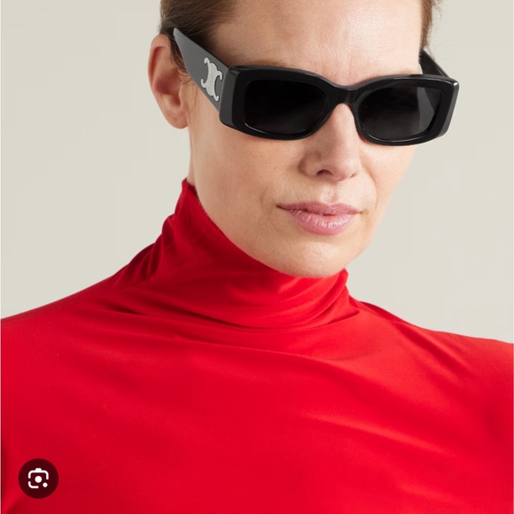 Celine Triomphe Rectangular Black Sunglasses - Picture 11 of 11